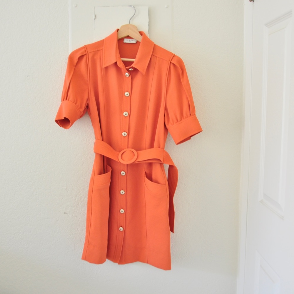 Sandro Mini Dress Size 34 Classic Orange Dress